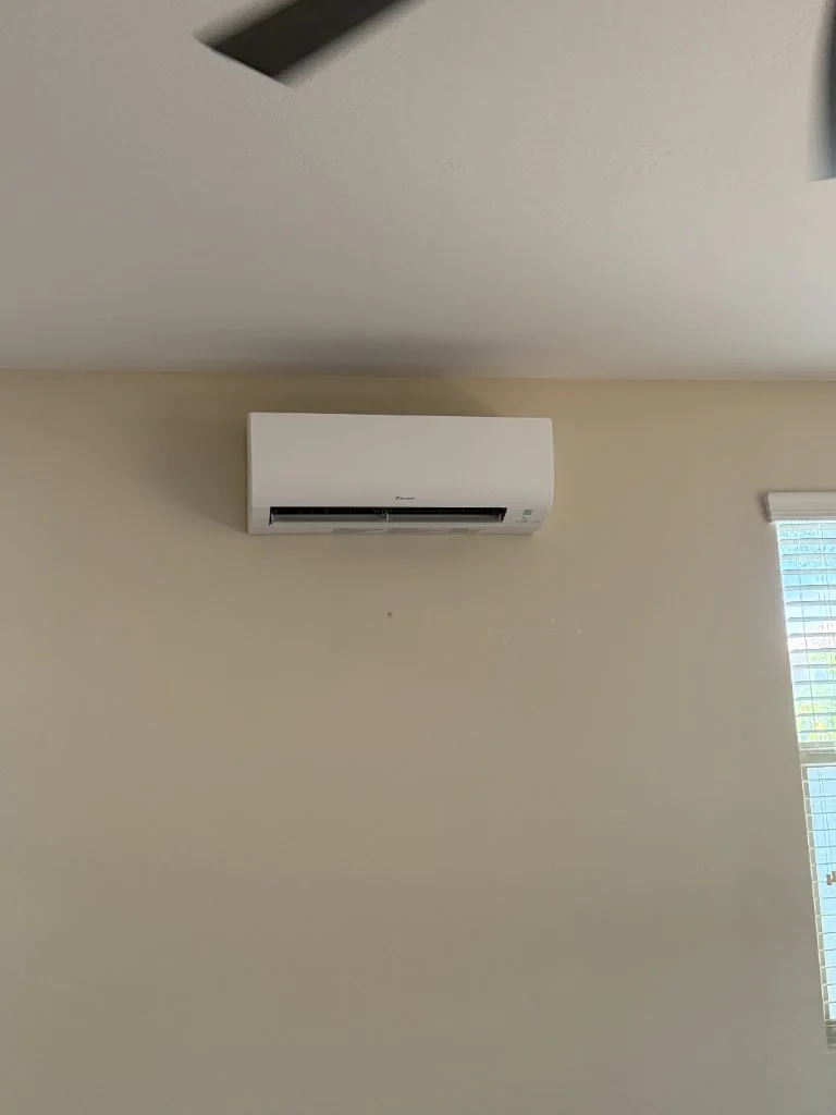 Wall-mounted mini-split in a living space